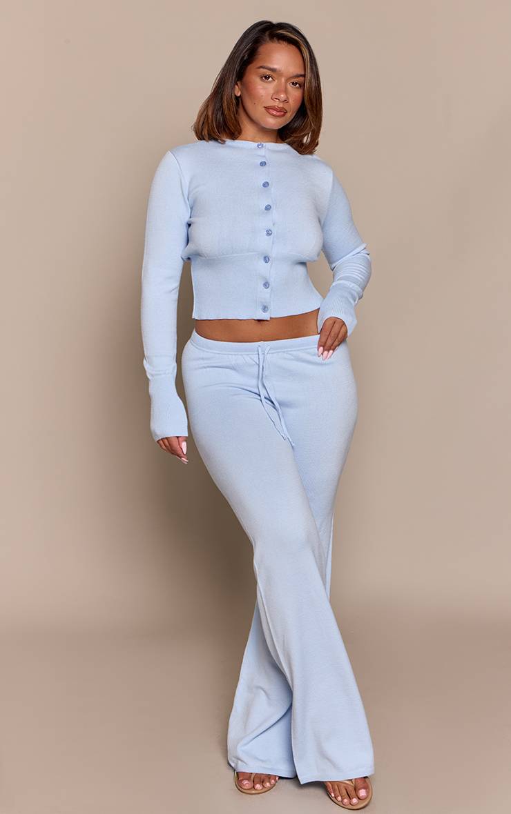 Bleu Pantalon En Maille À Taille Nouée Shape