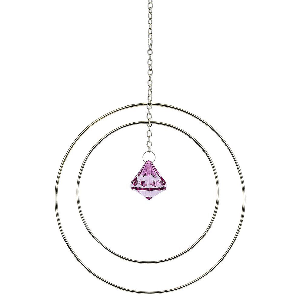 Attrape soleil métal doré pendentif rose 20x3xH70cm