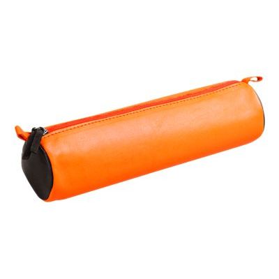 Clairefontaine - Trousse ronde - cuir - bicolore orange/marron
