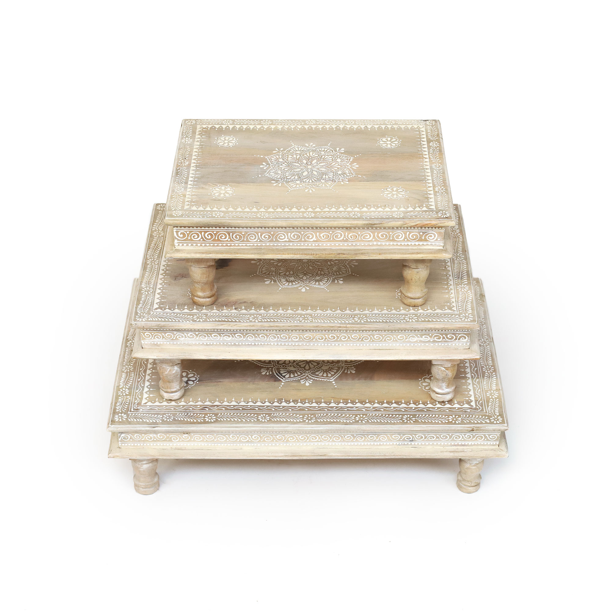 Set Bajot-Tisch 'Lieke', whitewashed Mangoholz von fischer's lagerhaus