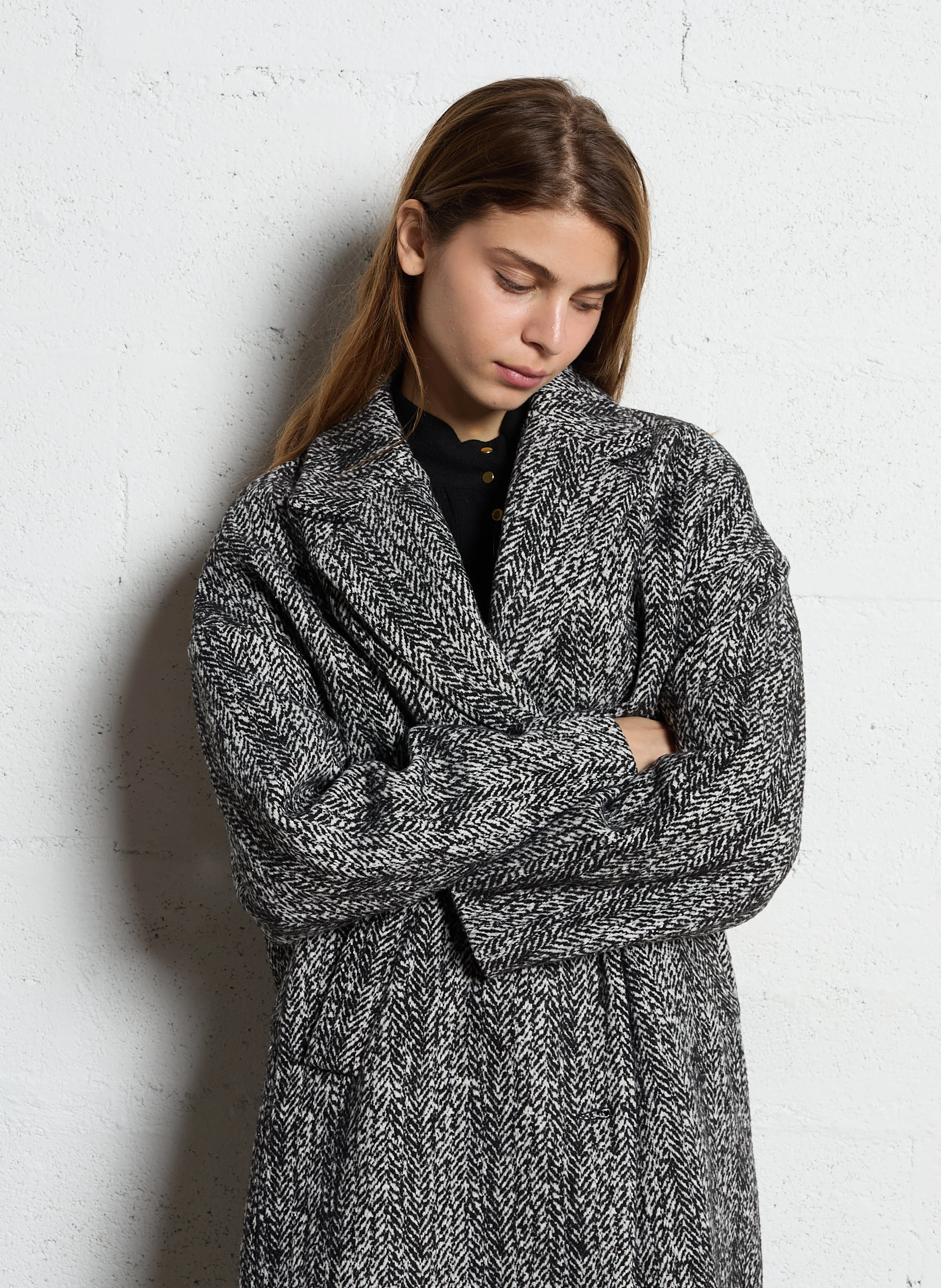 Manteau col tailleur| Noir