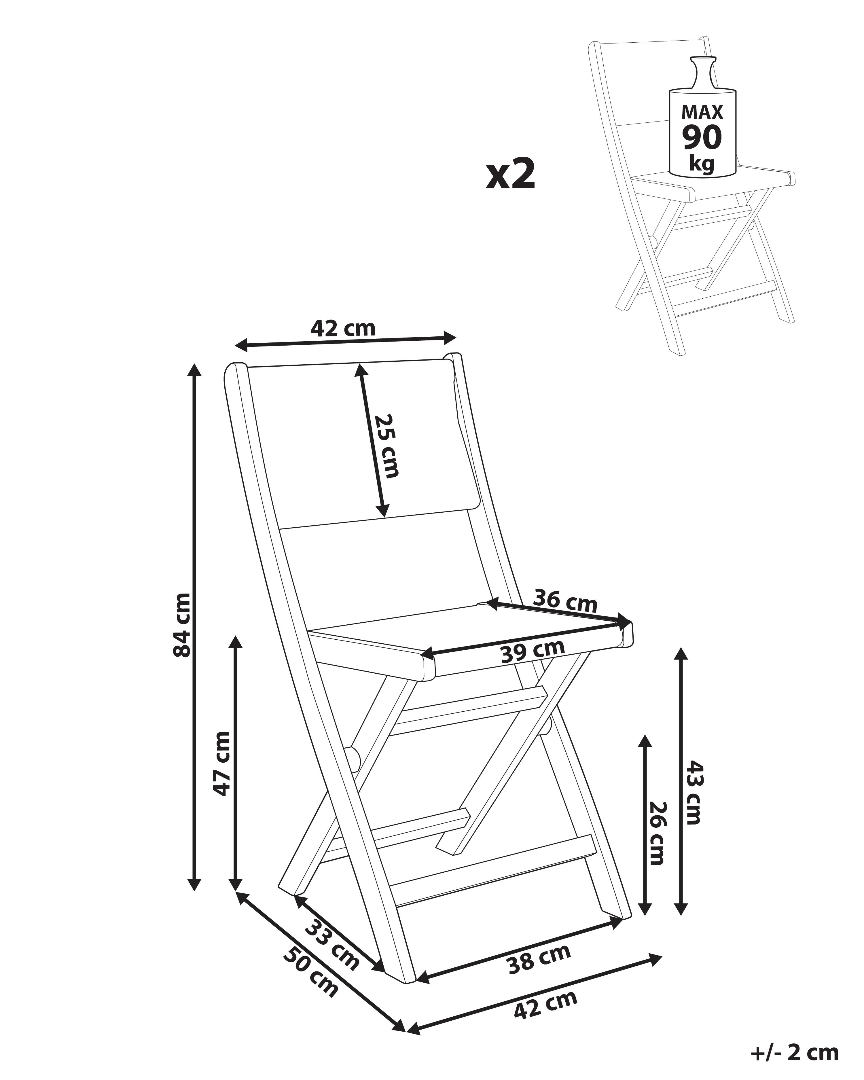Set van 2 tuinstoelen PROSSEDI inklapbaar Acaciahout Beige