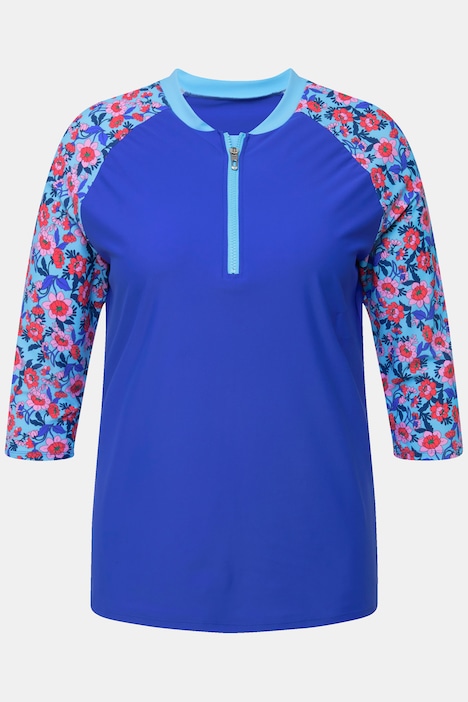 UV-Shirt, LSP 50+, Slim, Zipper, Stehkragen, 3/4-Arm