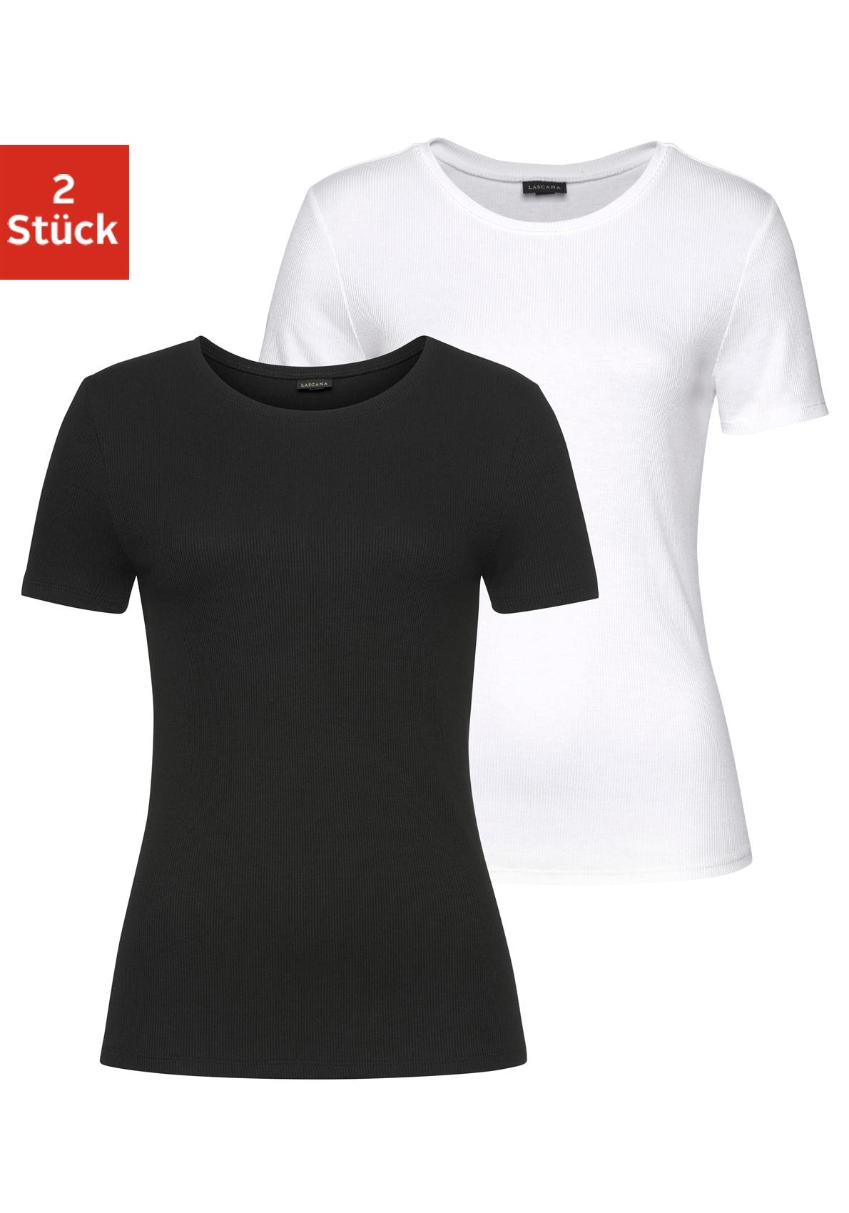 LASCANA T-Shirt , aus weicher Rippware