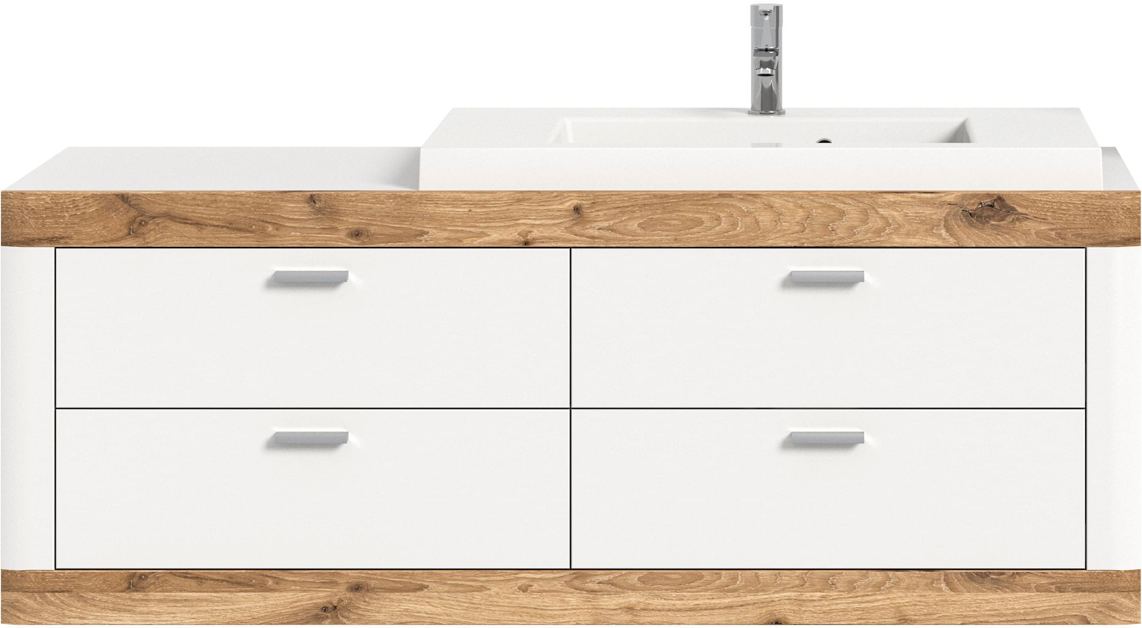 Home affaire Waschtisch »Landsby, Breite 133 cm, inkl. Mineralguss-Waschbecken, 4 Schubkästen« 2 Stk. tlg. inkl. Waschbecken