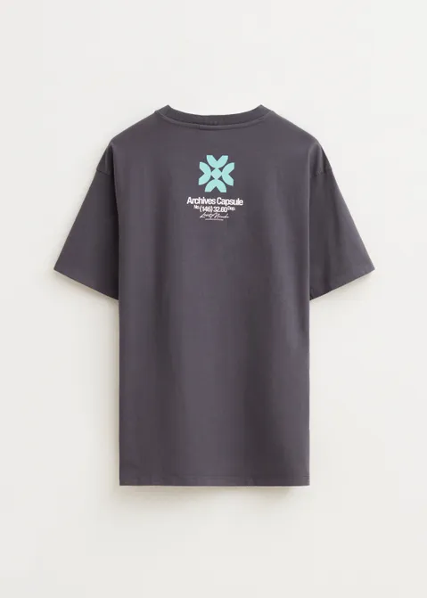 T-shirt met print logo antraciet (ANTRA)