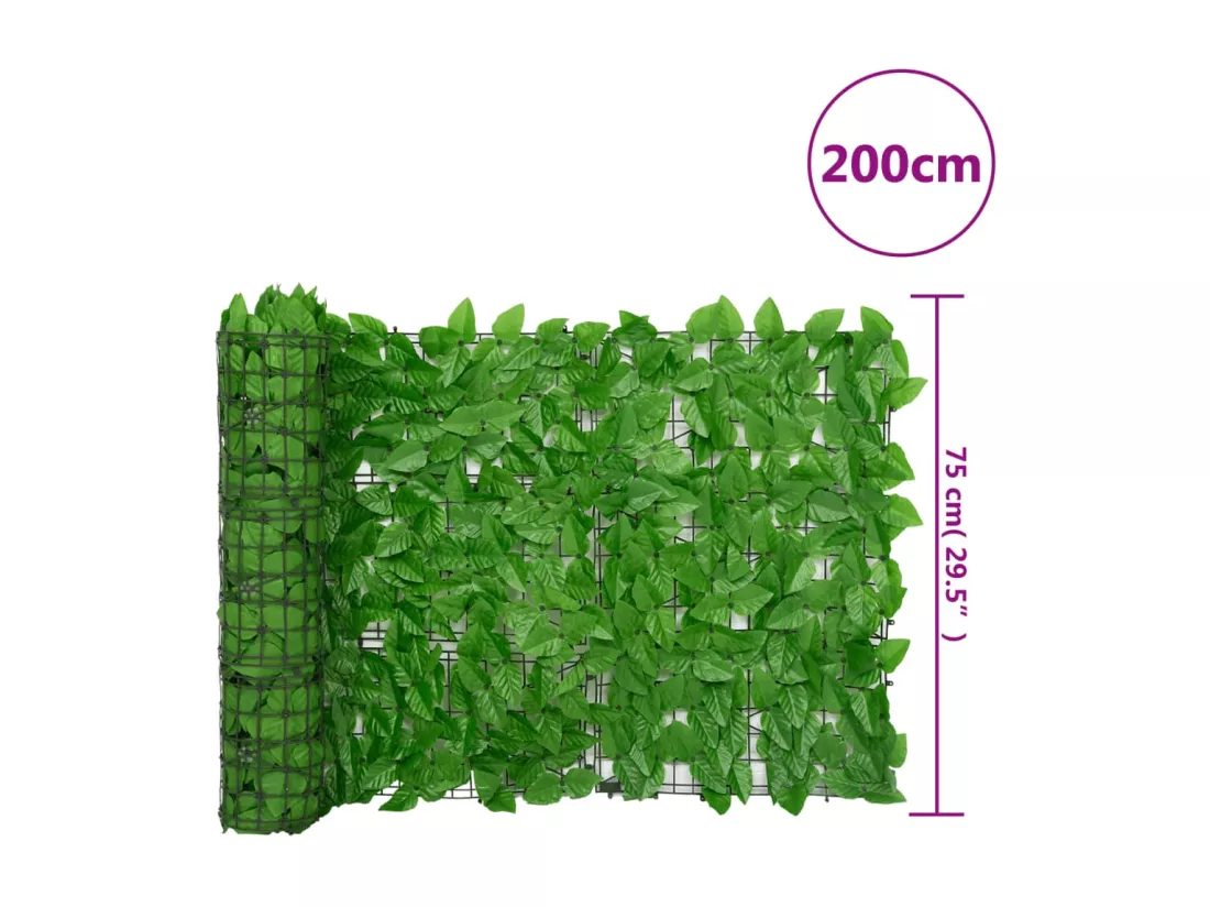 Écran de balcon avec feuilles vert 200x75 cm