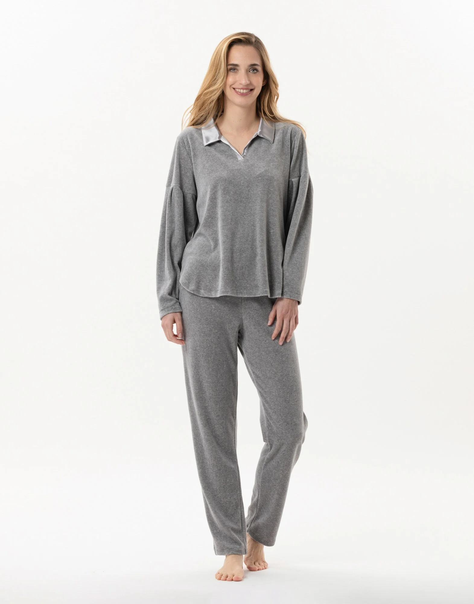 VELVET 802 - Pyjama en velours | Gris