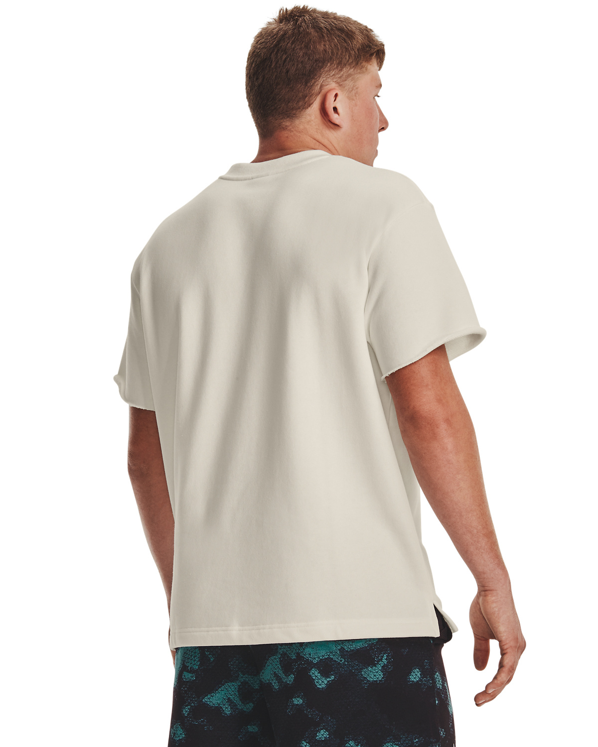 Under Armour Project Rock Heavyweight Terry T-Shirt Ivory \/ Coastal Teal