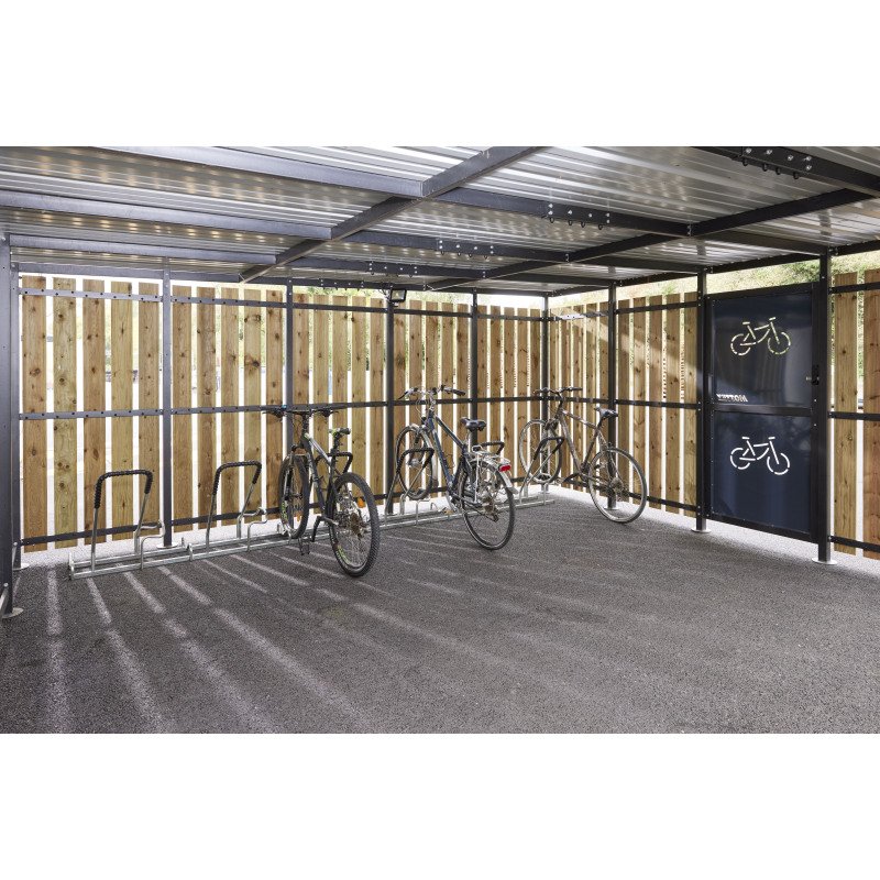 Abri vélo sécurisé Modèle 5x5m Décor Tôle et bois
