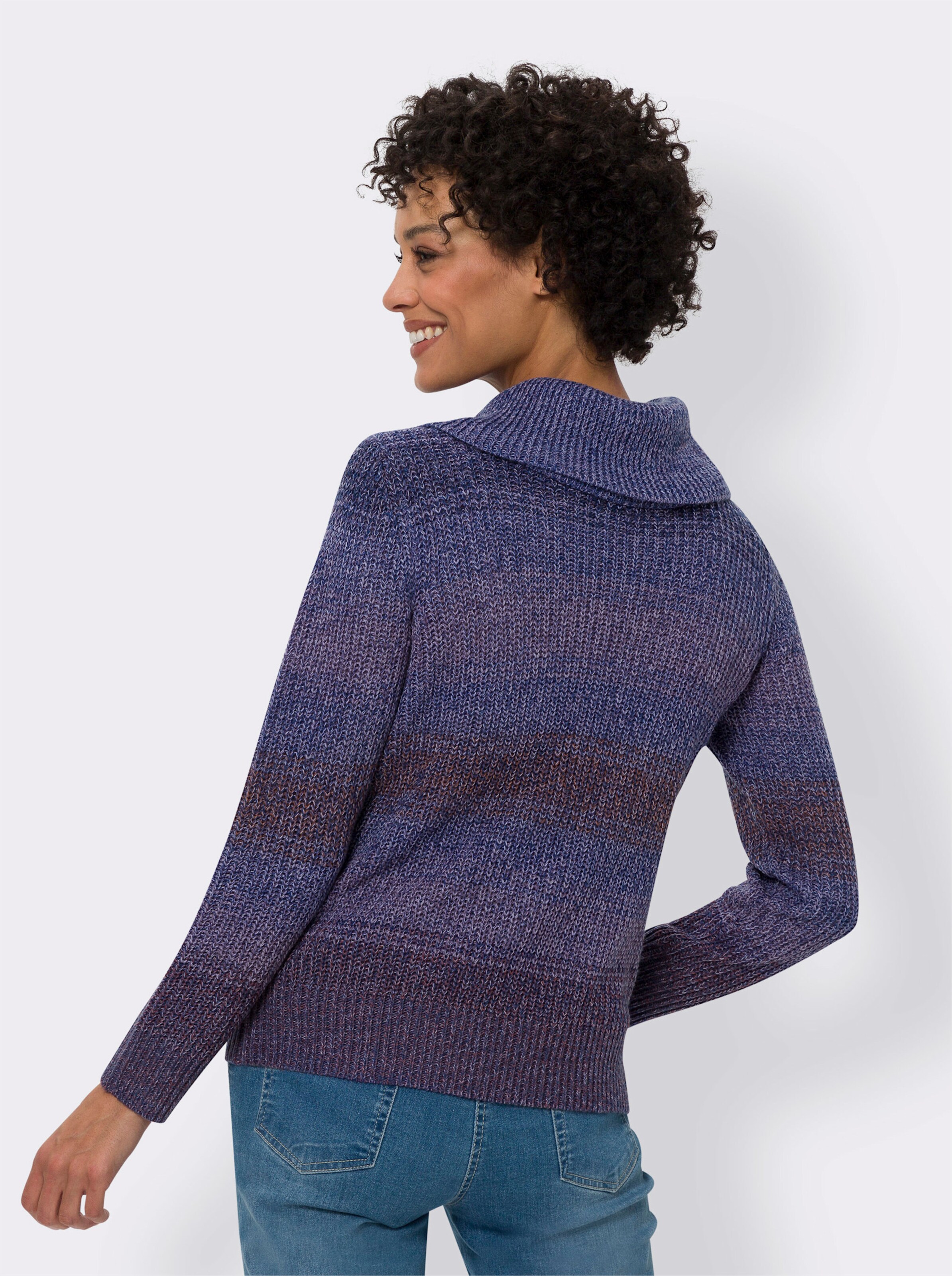 Rollkragenpullover mit Melange-Streifenmuster