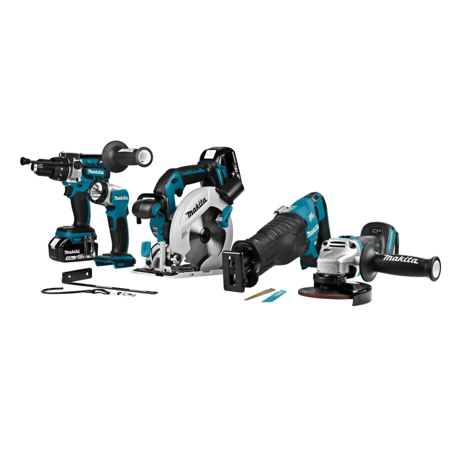 Makita DLX5034T 18V Li-Ion accu 5-delige combiset (2x 5,0Ah accu) in tas - koolborstelloos