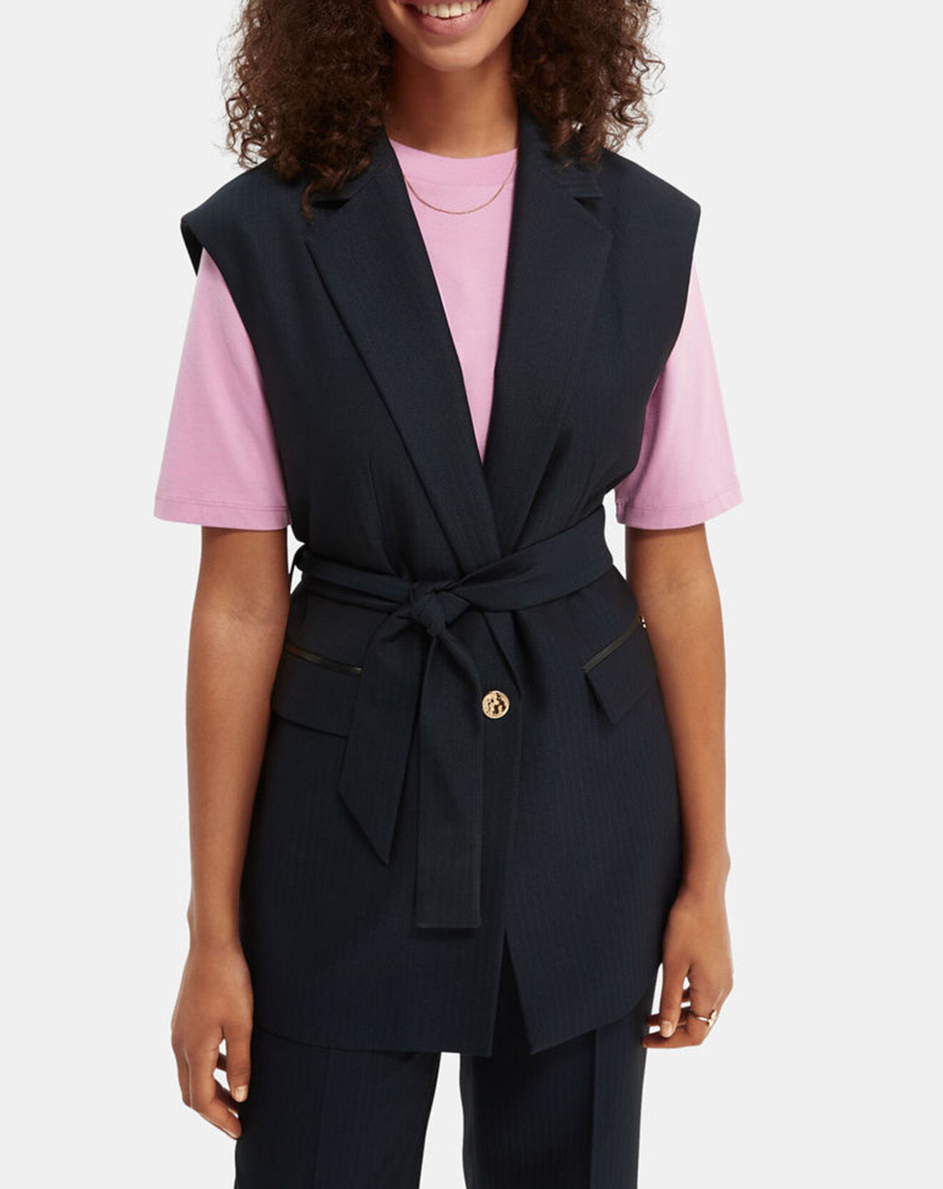 Scotch & Soda Gilet blazer sans manches bleu foncé