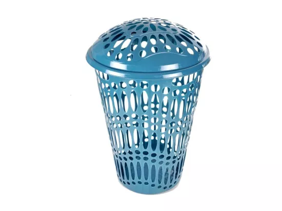 Panier à linge ajouré - Bleu paon - 70L - D 43,5 x H 66 cm
