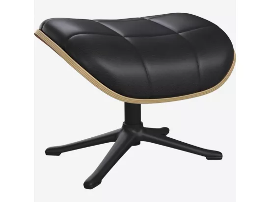 HABITAT - Repose-pieds en noyer et cuir Savoy - Noir obsidienne - Pied noir - Marc