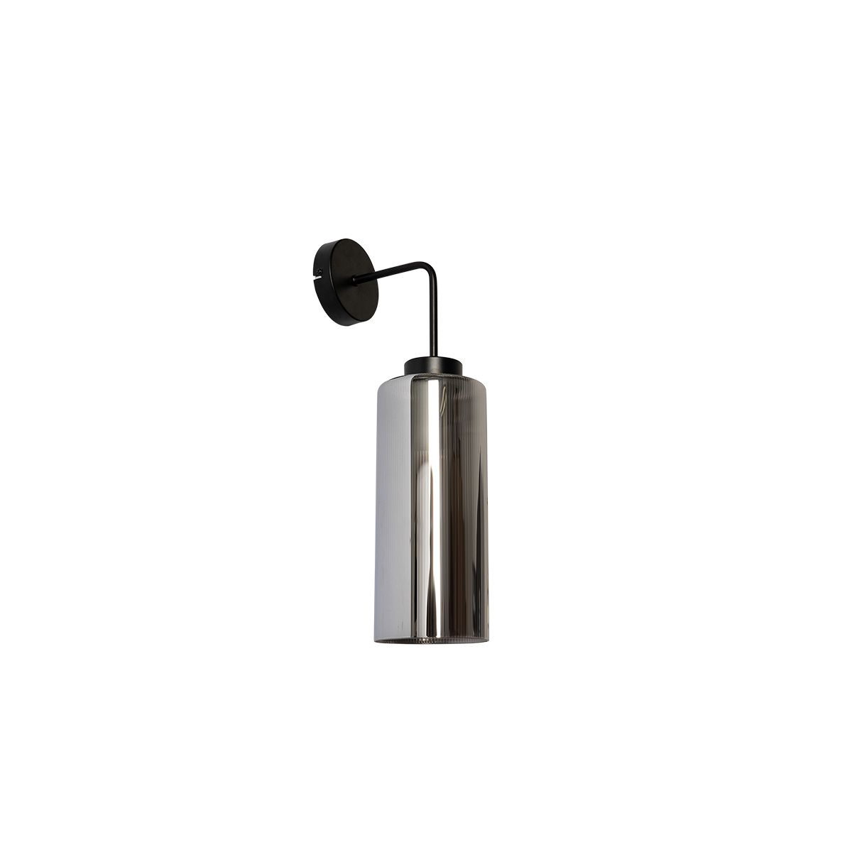 Art Deco wandlamp zwart met smoke glas - Laura
