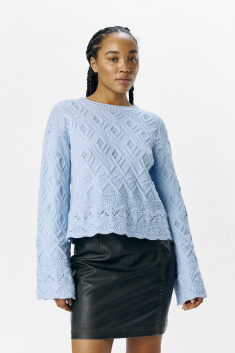 Object blauwe dames trui