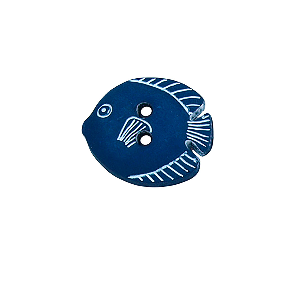 lot de 6 boutons poisson bleu 2 trous 15mm