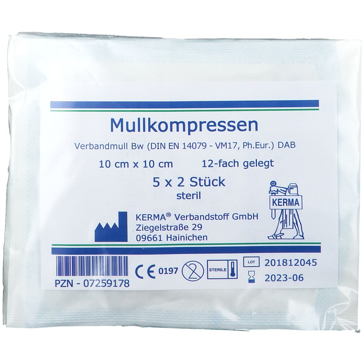 Mullkompressen 10 cm x 10 cm steril 12 fach