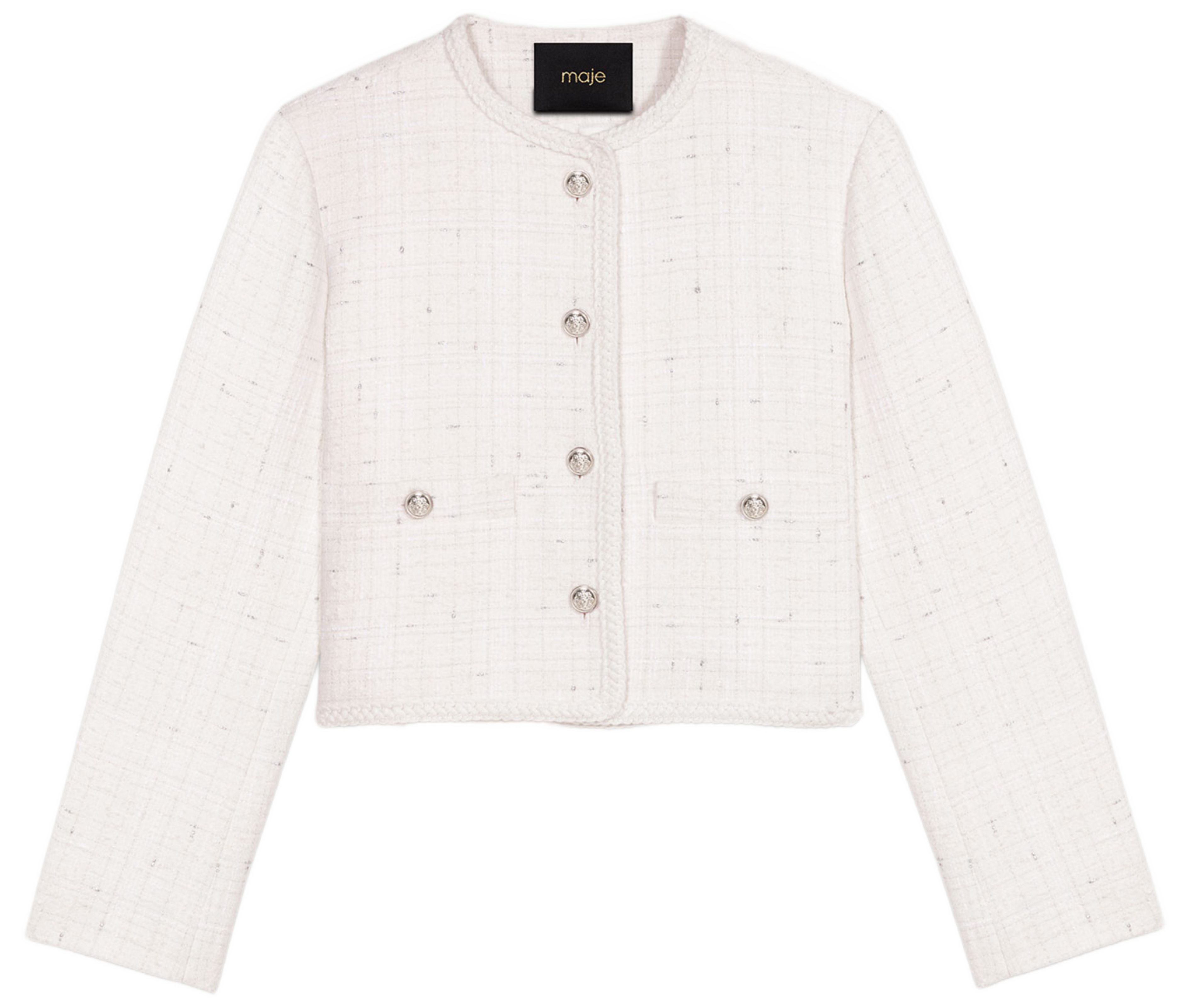 Veste droite métallisée | Blanc