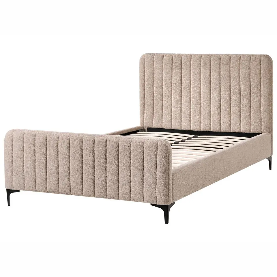 LUNAN - Tweepersoonsbed - Beige - 120 x 200 cm - Bouclé