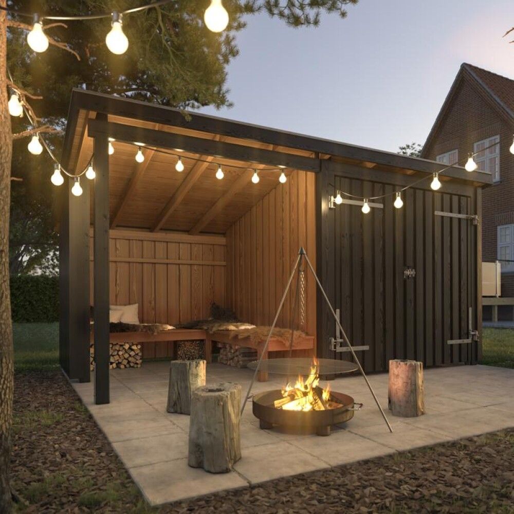 BÅLHYTTE PLUS NORDIC M/DOBBELDØR/PAPP/ALU UBEHANDLET 9,5M²