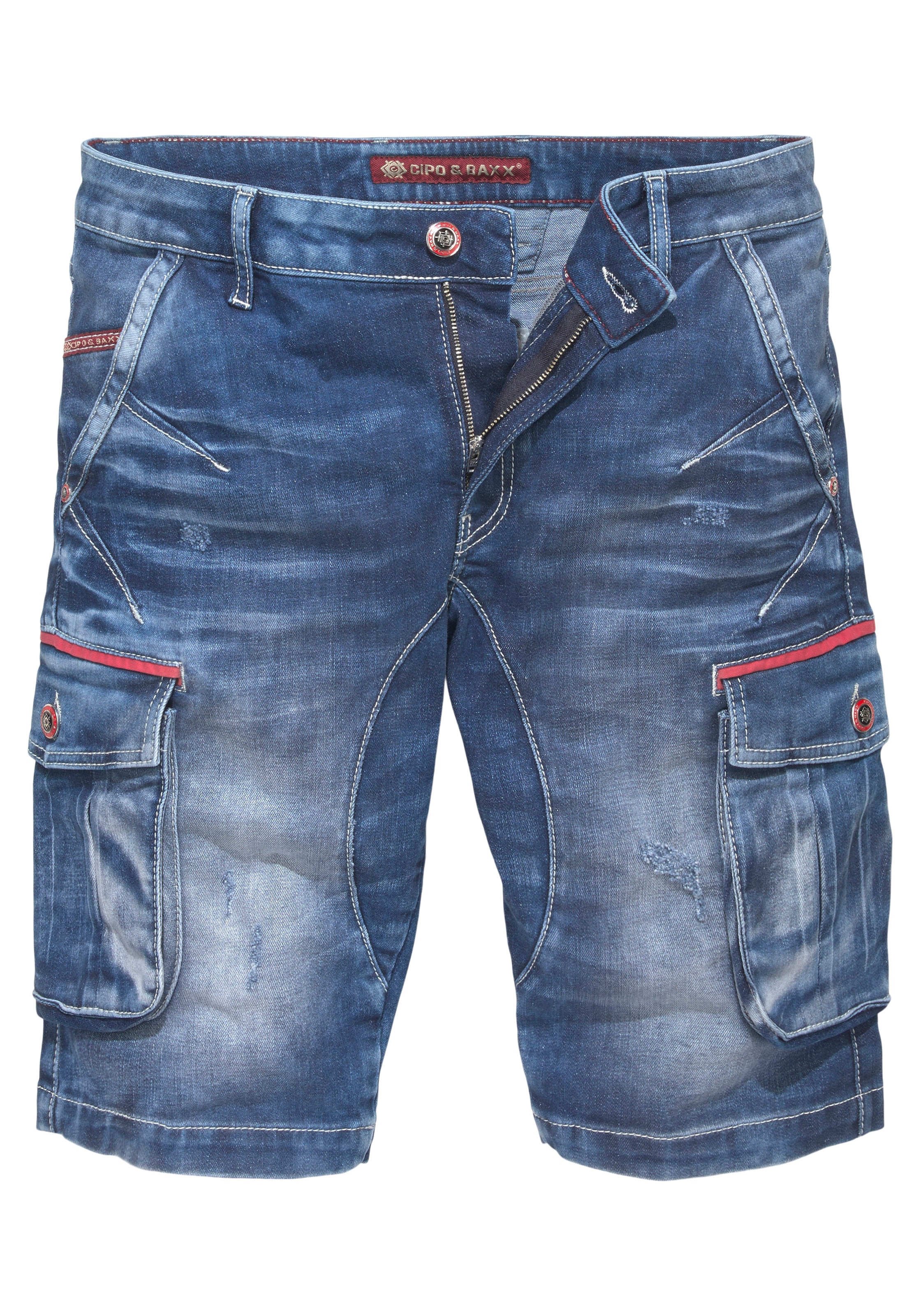 Cipo & Baxx Jeansshorts in Denim , mit Cargotaschen