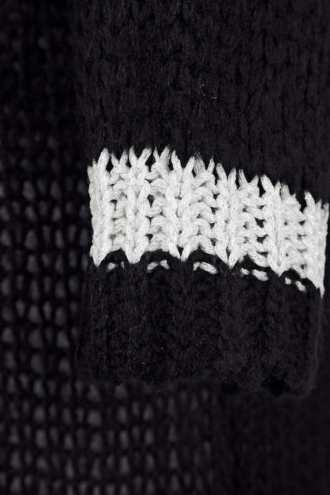 Strickjacke, offene Form, Streifenbündchen