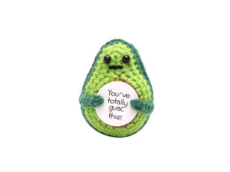 I AM CREATIVE Glücksbringer Positiv Avocado Gehäkeltes Mini Plüsch