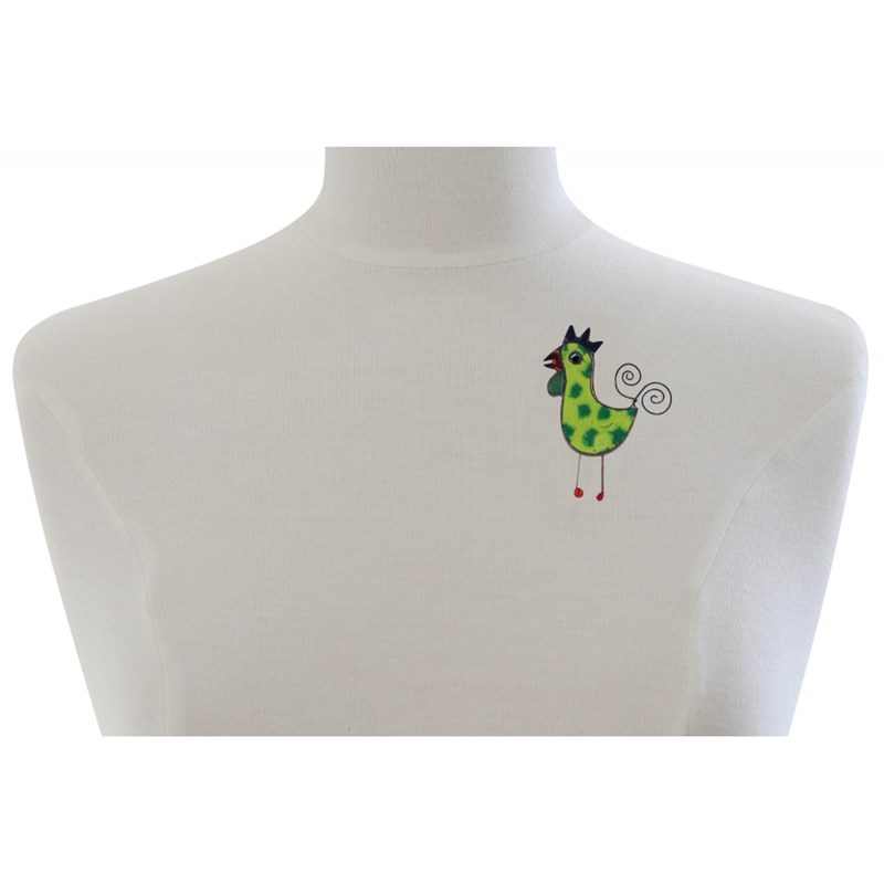 Broche Coq Émaillée Vert Clair à Pois Vert