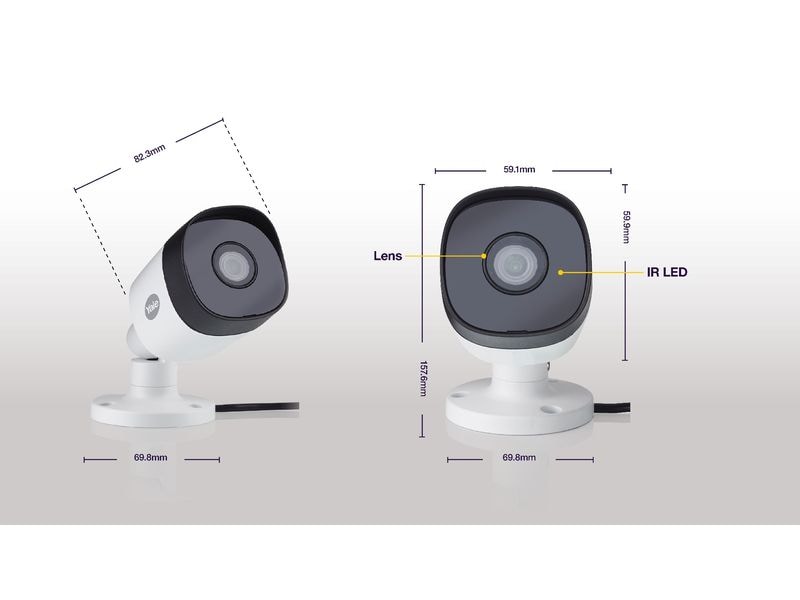 Yale Überwachungsset Outdoor Wi-Fi-Kamera-Kit, 2 Stück CCTV-Kit mit 2 Full-HD-Outdoor-Kameras