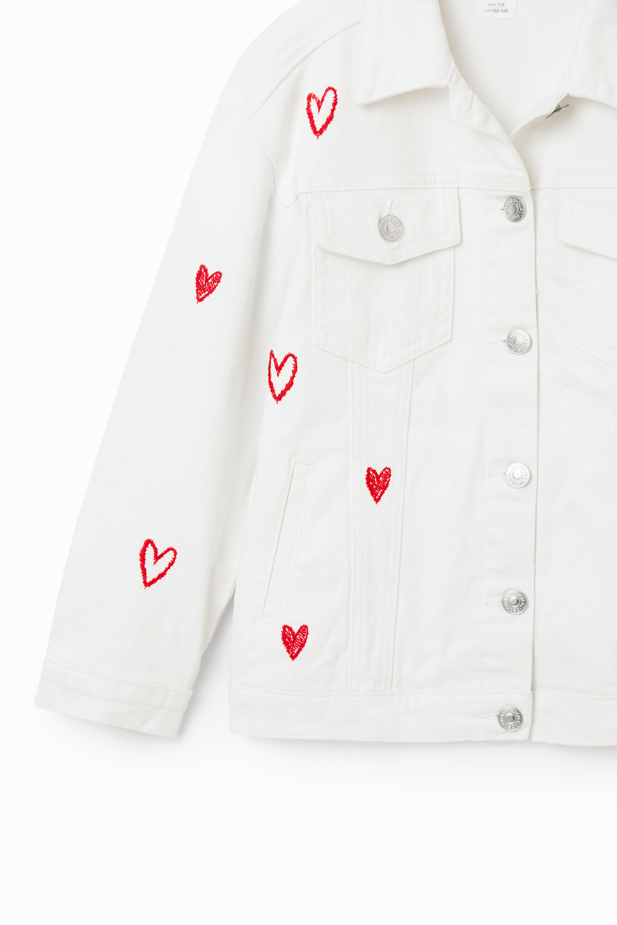 Veste en jean oversize cœurs