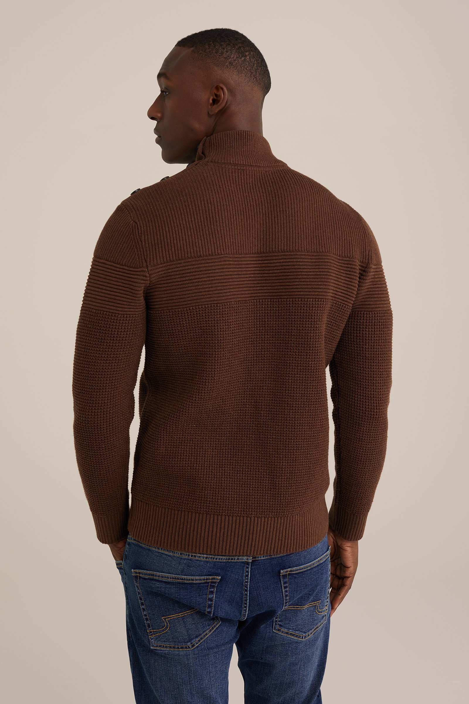trui met structuur WE Fashion Bruin
