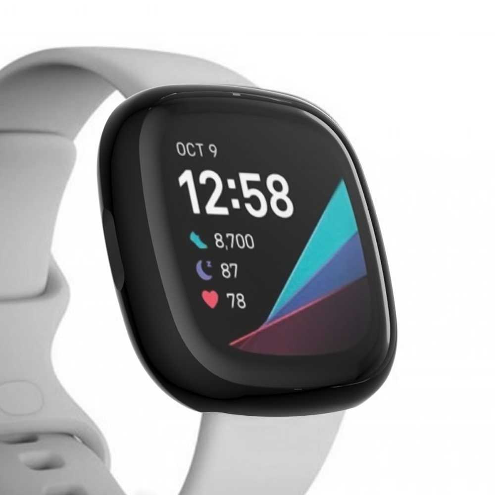Fitbit Versa 3 / Fitbit Sense Gummi Bumper   Displayschutz - Schwarz