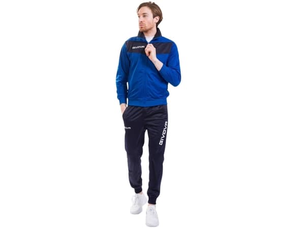 Givova Fotballtreningstreningssett joggebukser Givova Tuta Visa Triacetato blå og marineblå TR018 0204 XL