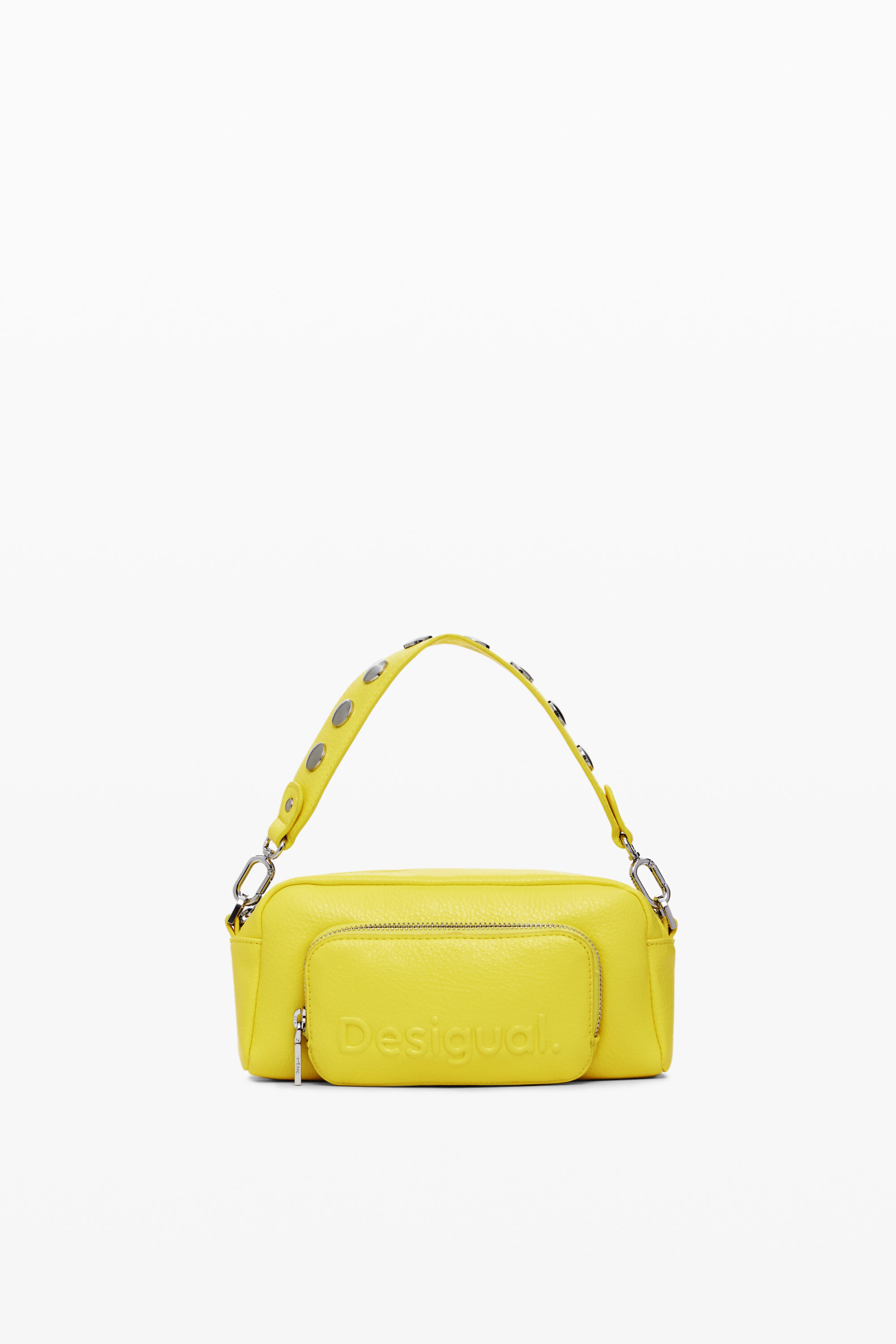 Bolsa transversal de couro sintético com múltiplas alças