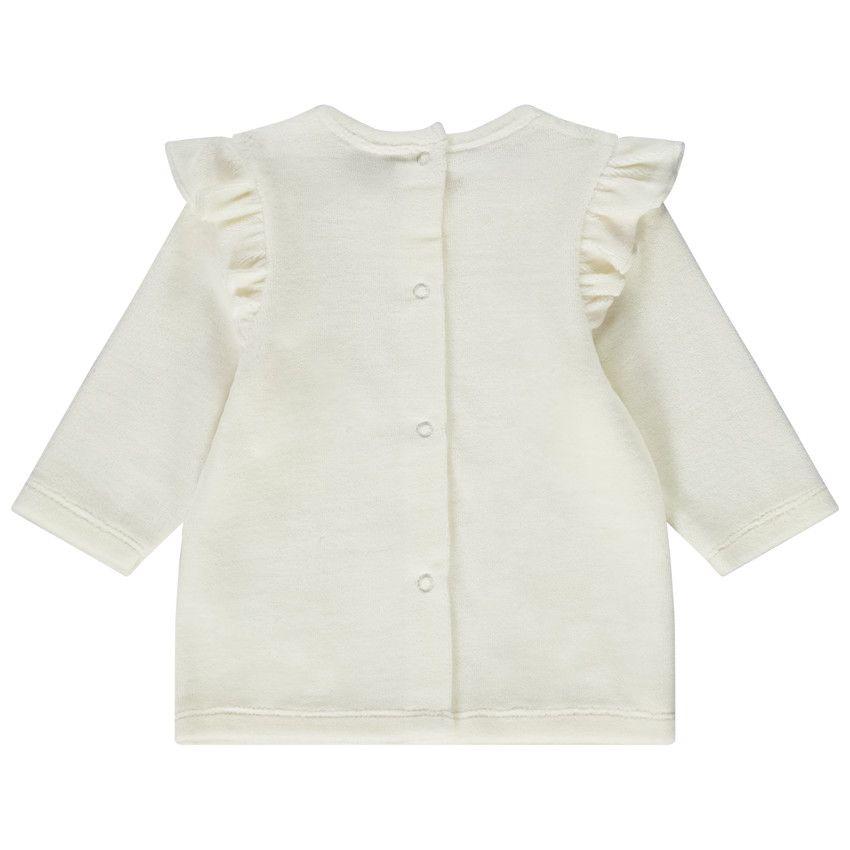 Pyjama 2 pièces en velours pour bébé fille - Ecru