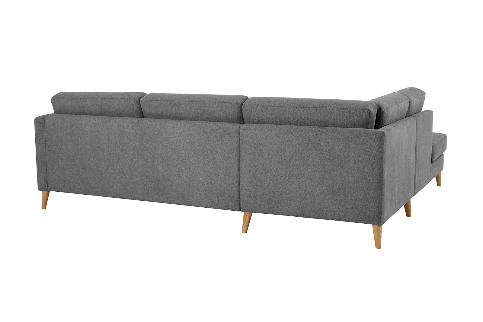 Eden hjørnesofa 2,5-seter med åpen ende venstre. Tekstil Brooklyn 3 Grey med ben i eik natur (15137).