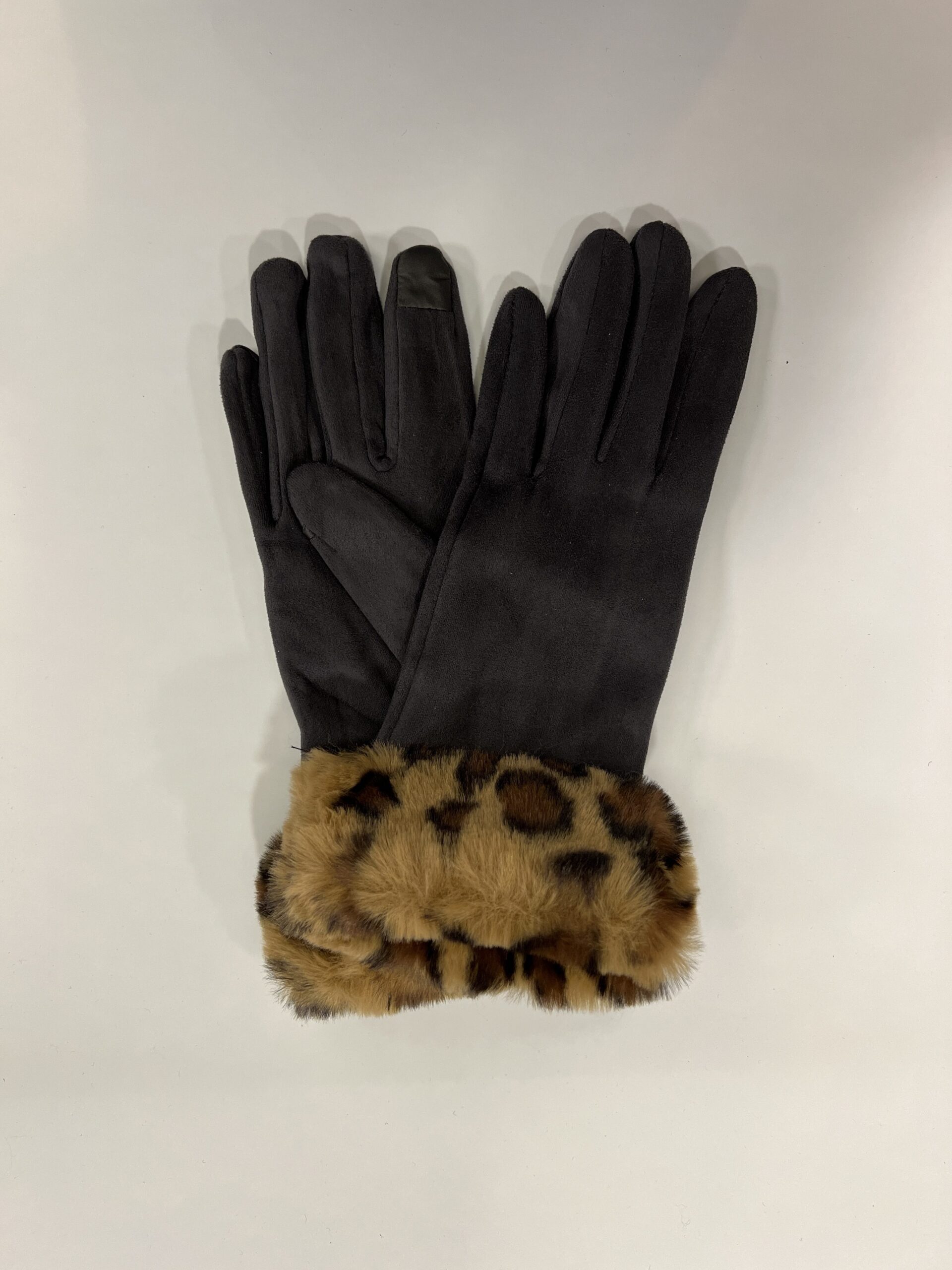 Lommers Handschoenen Faux Fur Grijs/ Panter