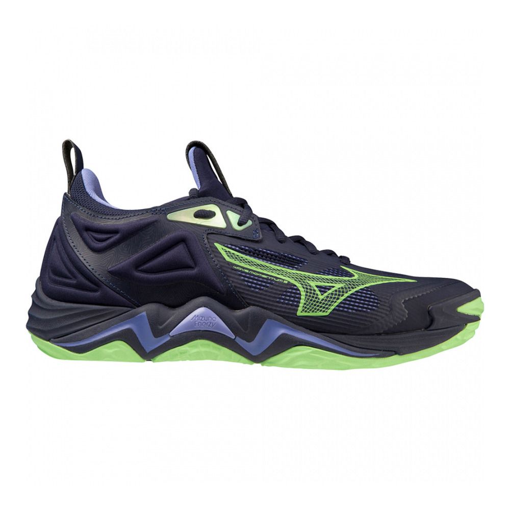 Mizuno WAVE MOMENTUM 3 - Chaussures volleyball evening blue/techno green/iolite