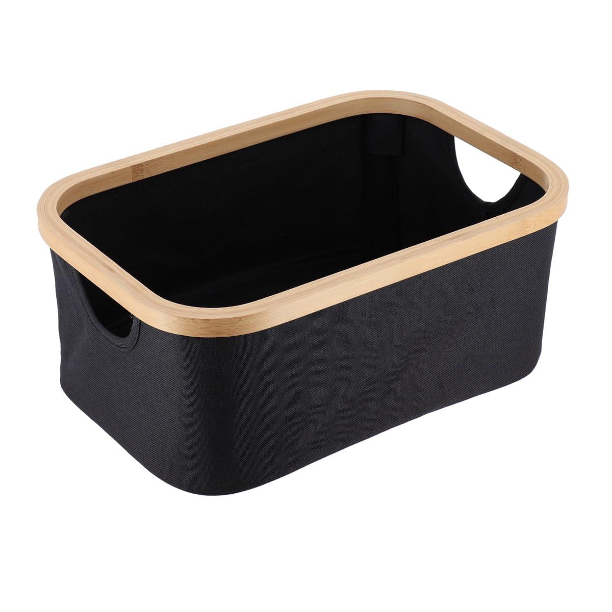 PANIER RECTANGLE PLIABLE BAMBOU NOIR
