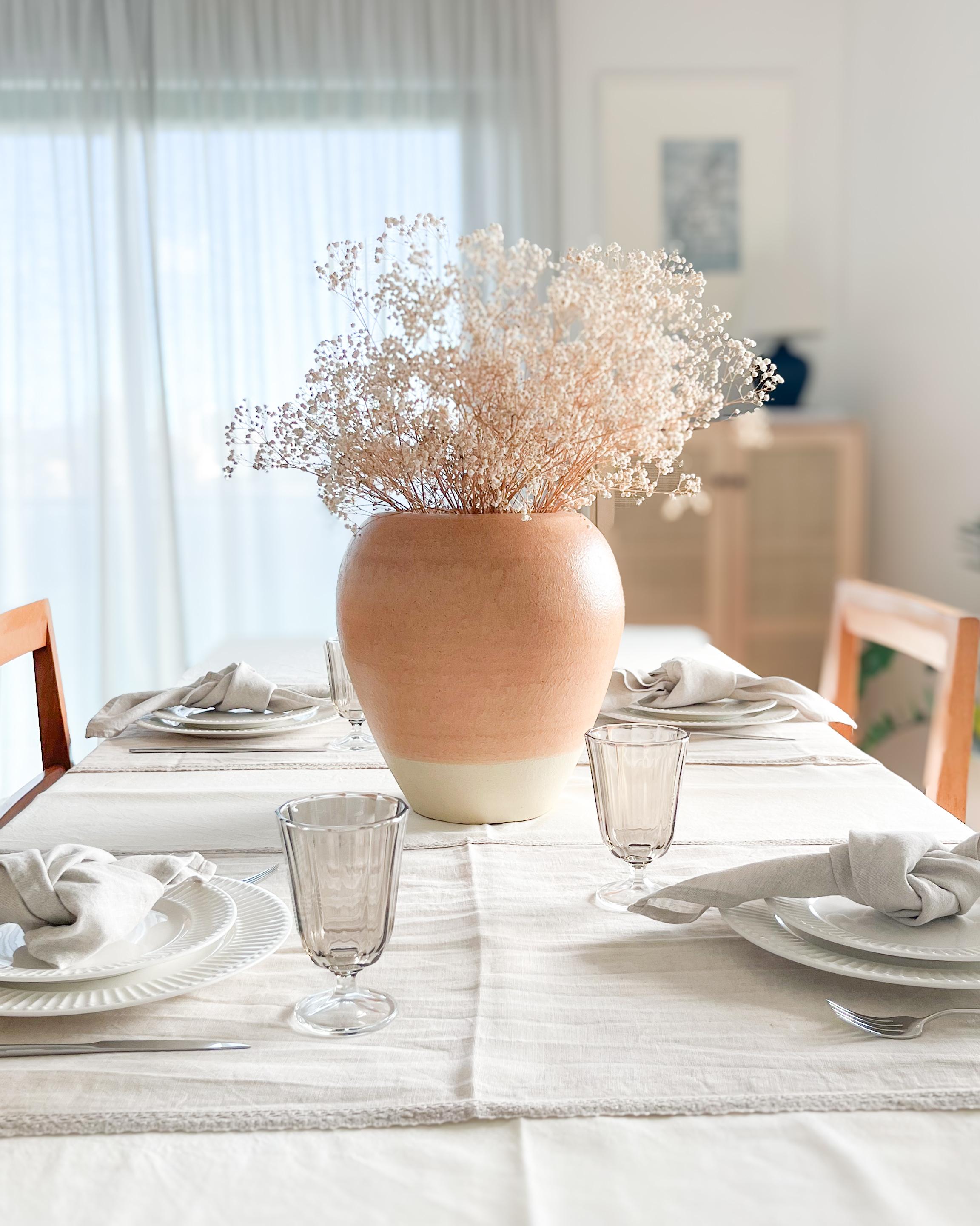 Decoratieve vaas SKIONE Keramiek 34 cm Lichtbruin
