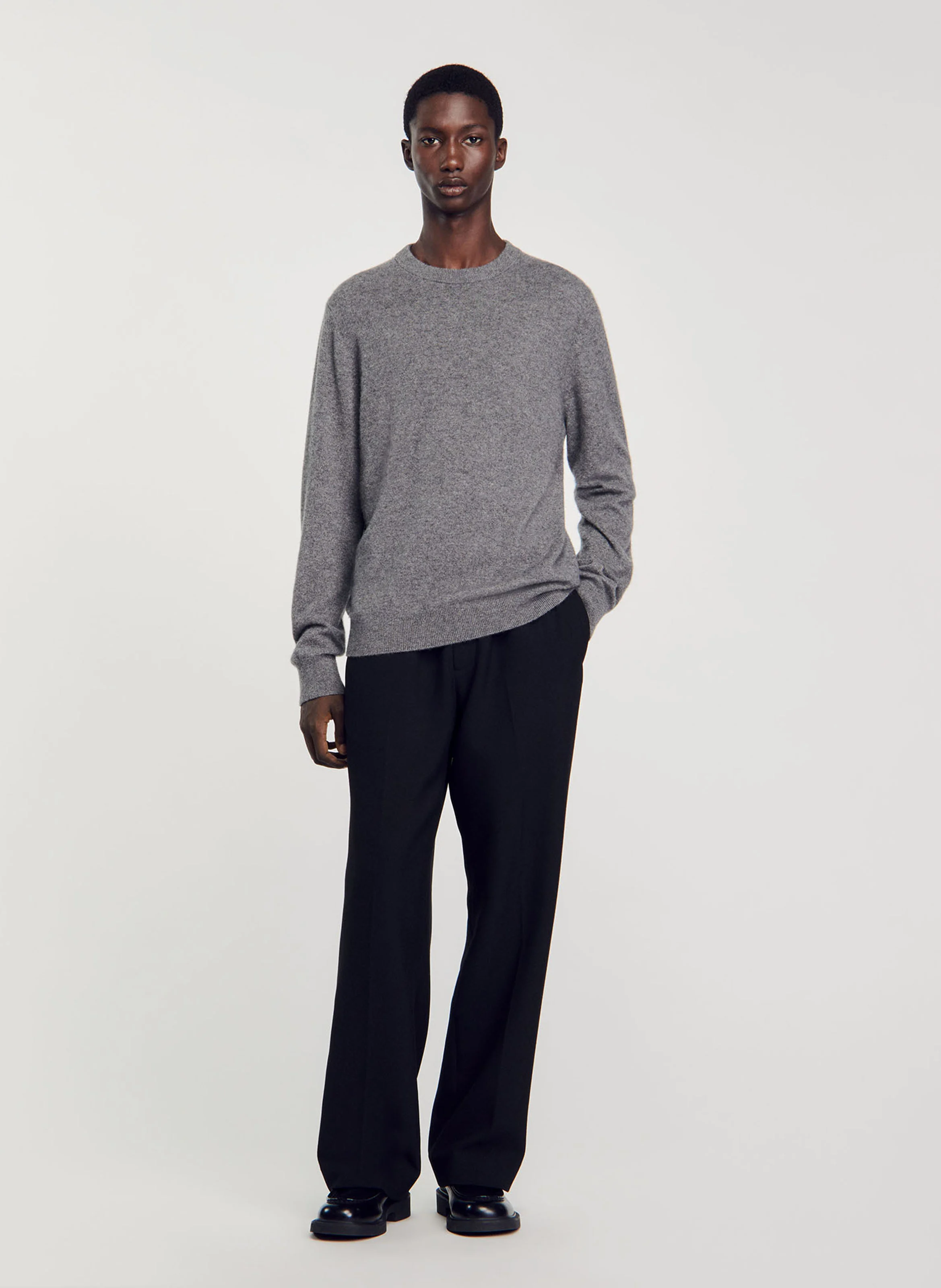 Pull col rond regular-fit en cachemire | Gris