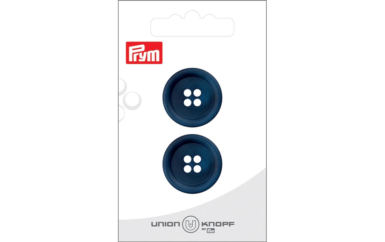 Knöpfe Polyester 23 mm, 2 Stück, MarineblauDezent schimmernder Kunststoffknopf mit 4 Löchern
