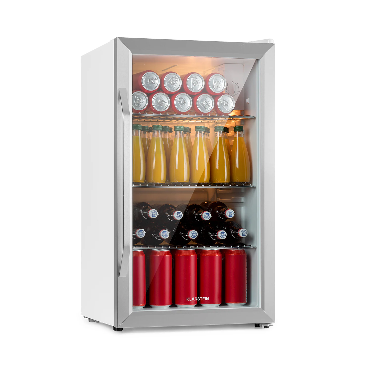 Beersafe XXL Crystal White Kühlschrank 80 Ltr Panoramaglas Edelstahl