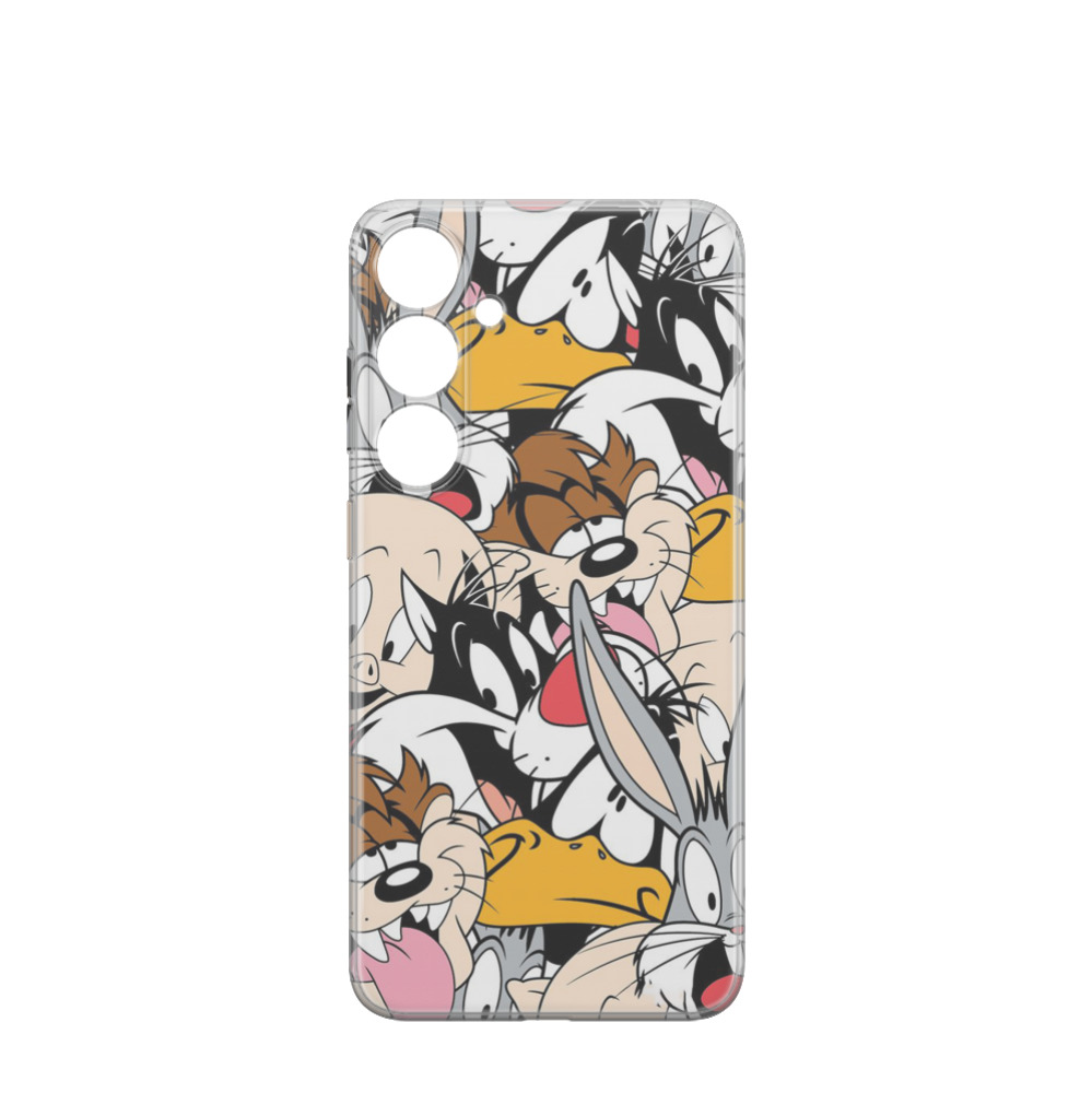 Samsung Galaxy S24 Plus Gummi Hülle Cartoon Tierfamilie - Transparent
