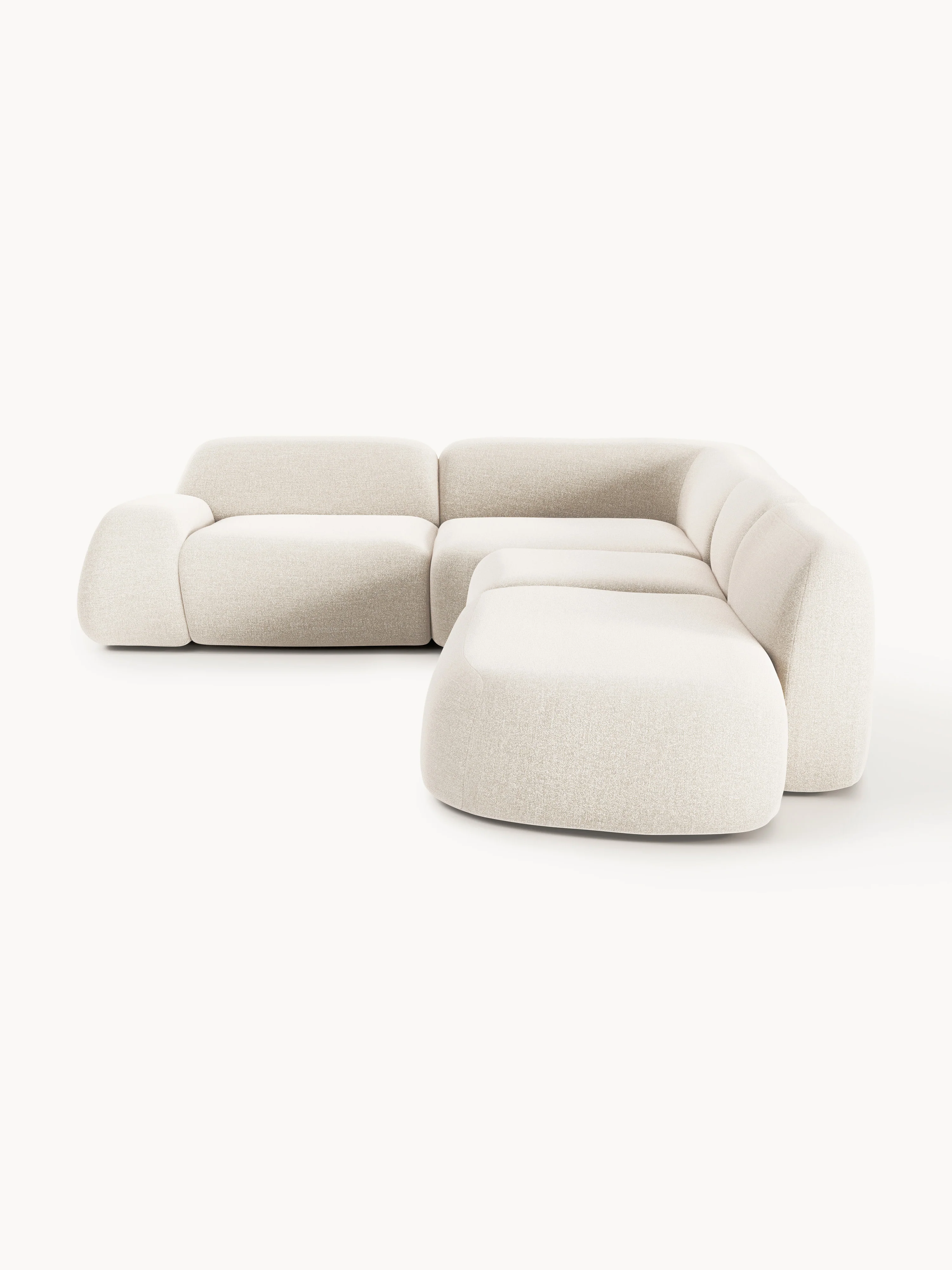 Modulaire bouclé XL hoekbank Wolke met chaise longue