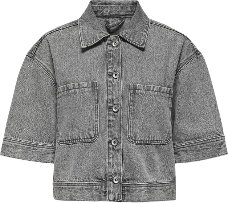 ONLY ONLOLIVIA S/S CROPPED SHIRT DNM AZG Grey denim