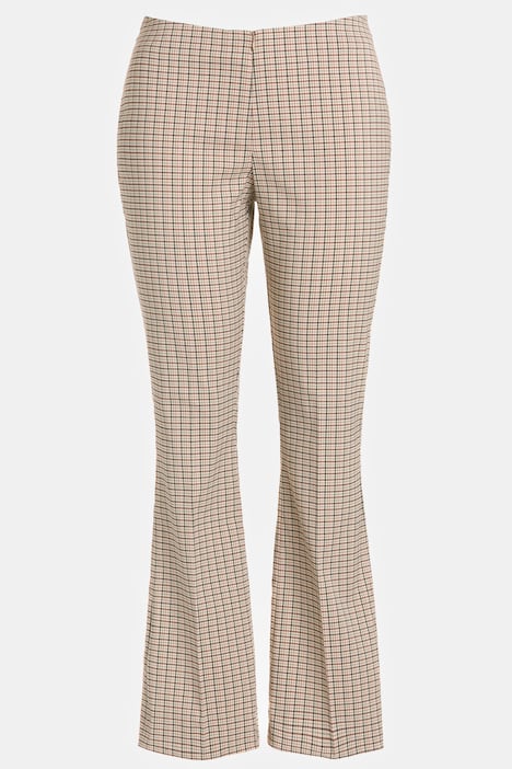 Bootcut-Hose, Karo, Bügelfalten, Komfortbund
