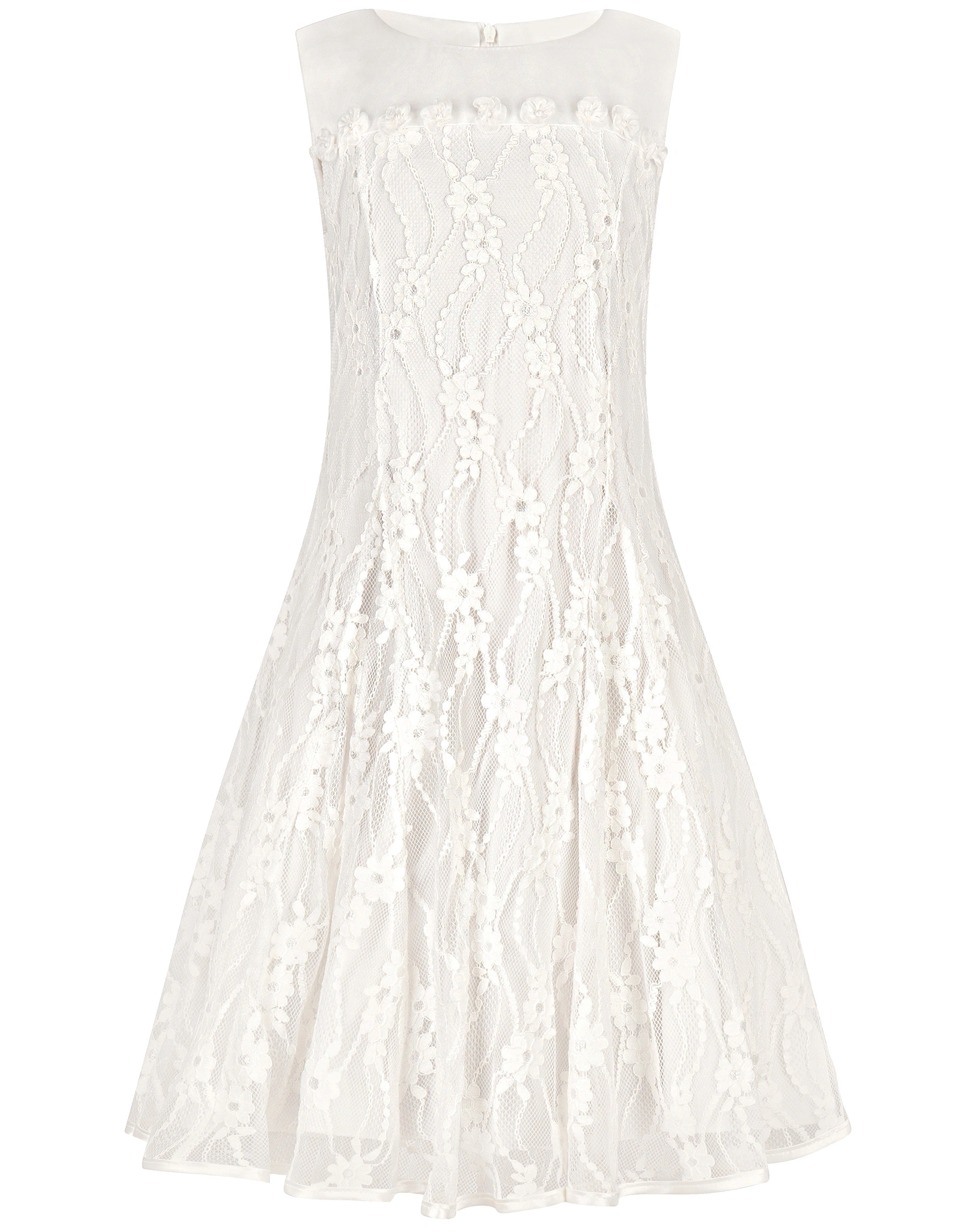 Kleid ARI mit Blumenstickerei in ecru